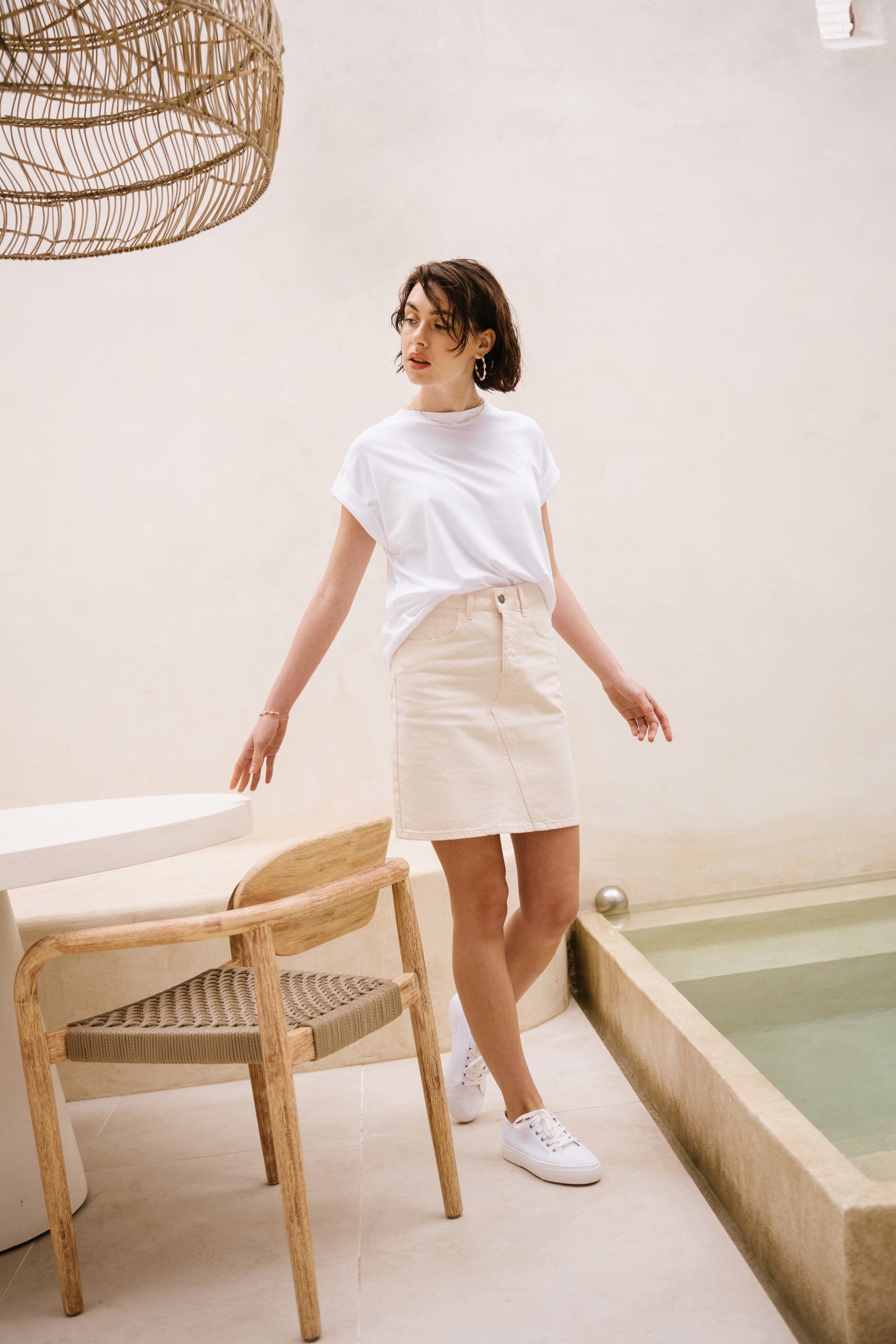 JUPE CHARLOTTE ECRU en coton biologique