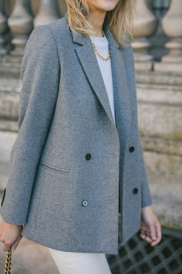 blazer en laine gris upcyclé femme